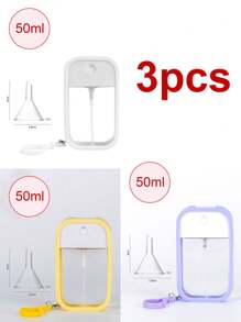1 Set mit 4 praktischen 50ml Karten-Sprühflaschen, mit Silikonabdeckung, Haken, Trichter, kleine Alkohol-Handdesinfektionsspray-Flasche, eigenständige Parfümflasche, Gesichtswasser, Mückenschutz-Desinfektionsflasche, tragbare Parfümsprühflasche, ultrafeiner vernebelter Gesichtswasser-Zerstäuber, Sprühflasche, kleine Alkohol-Desinfektionssprühflasche