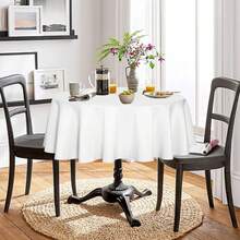 White Round Tablecloth 60 Inch, Stain And Wrinkle Resistant Washable Polyester Table Cloth, Decorative Table Cover For Dining Table, Buffet Parties And Camping - White - View 2