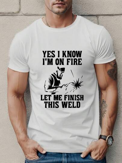 Welder TShirt Funny Welding Crew Neck Tee , Men's 220gsm New Summer Casual Crew Neck Pure Cotton Short-Sleeved T-Shirt(1 PC)
