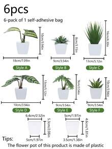 Nordic Minimalist Artificial Plants Set Of 6 With Ceramic Pots - Real Touch Faux Greenery For Desk/Shelf Decor, Low Maintenance Office & Home Styling (Ready-To-Display) - Multicolor - View 13