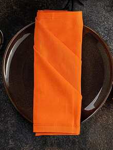 6pcs/Set Candy Color Washable Dinner Napkins, Absorbent And Reusable Cloth Napkins, Suitable For Spring Easter Basket Decor, Cocktail Parties, Weddings, Hotels, And Cafes - Coral Orange - View 9