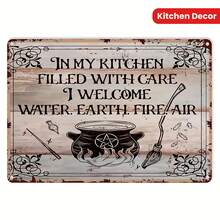 Biển báo nhà bếp cổ điển Witchy Charm - Trang trí bằng kim loại cổ điển 12x8" với câu trích dẫn 'Phù thủy trong bếp của tôi, tràn đầy sự chăm sóc' - Lý tưởng cho quầy bar tại nhà, khu vực cà phê và không gian ngoài trời - Món quà hoàn hảo cho lễ Halloween, tân gia và những người đam mê phù thủy, trang trí nhà bếp - Nhiều màu - Xem 4