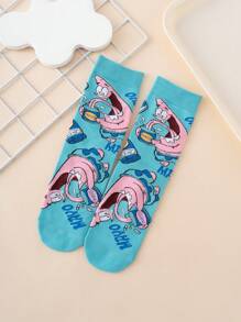 SPONGEBOB 1 Pair Unisex Interesting Personalized Cute Multicolor Jacquard Cartoon Beverage Pattern Straight Tube Mid-Calf Socks, Sports Style, All Seasons, European & American Size, Comfortable Breathable Durable, Rich Colors, Suitable For Daily Wear, Premium Fabric, Non-Stuffy