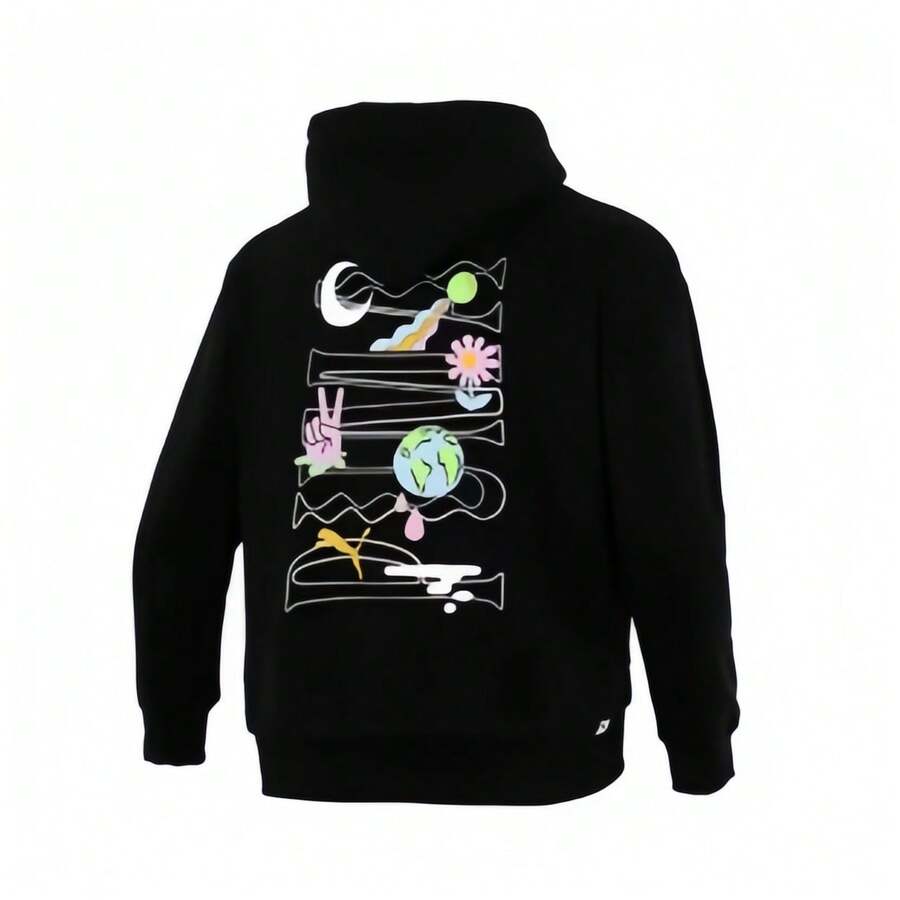 Puma Men's Floral Print Long Sleeve Hooded Casual Sweatshirt - Black - View 1