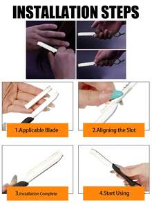 理发剃须刀 - 专业美发剃须刀套装，含 10 个替换刀片，不锈钢理发工具，用于打薄头发造型羽毛剃须刀套装，返校、旅行度假必备品，女士发饰 - 黑色 - 查看 8