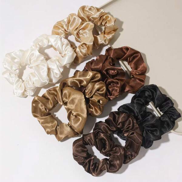 6 قطع/8 قطع من الشرائط الكلاسيكية السوداء والبيضاء والبنية للشعر، إكسسوارات أنيقة للكعكات والذيل الحصان، شرائط شعر مطاطية مرنة للاستخدام اليومي