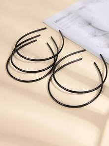 5pcs/Pack Solid Color Casual PC (Polycarbonate) Matte Black Thin Headband, Minimalist & Elegant DIY Hair Accessory, Hair Band, Hair Hoop