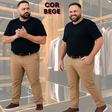 Kit 2 Plus Size Tailored Trousers With Elastane Special Sizes 50 52 54 56 Black And Beige - Nhiều màu - Xem 3