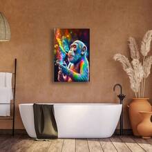 Framed 1pc Vibrant Monkey Canvas Art Print Poster Colorful Primate With Coffee Cup Wall Decor,Aesthetic Canvas Art Poster And Wall Art Picture Print Decor,Home Decor And Accessories,Aesthetic Canvas Home Decorative Art Printing,Wall Art Print Poster Decor Pictures For Livingroom,Bedroom,Bathroom,Office,Kitchen,Diningroom,Dormitory,Bar&Cafe,Corridor Room Wall Decoration - Framed - View 5