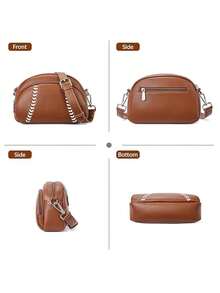 Retro And Fashionable Baseball-Style Single-Shoulder Bag With A Zipper And A-Body Strap. - Black - View 5