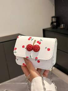 可爱樱桃印花迷你包，新款海外夏季甜美迷你口红包，链条斜挎耳机包，单肩包，时尚韩版斜挎包 - 彩色 - 查看 13
