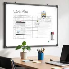 MaxGear Magnetic Dry Erase White Board, 36 X 24 Inches Double Sided Whiteboard, Black Aluminum Frame White Board For Wall, Hanging Planner Board With 2 Dry Erase Markers For School Office Home