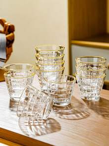 6件/8件/12件，2.6盎司玻璃中东风格小茶杯，透明功夫茶杯，浓缩咖啡杯，适用于各种茶、清酒、咖啡，是茶爱好者的理想礼物 - 彩色 - 查看 6