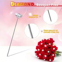 100/200/300 szt. 1,5-calowych kryształowych szpilek do bukietów, plastikowe proste szpilki do bukietów kwiatowych, odpowiednie do dekoracji ślubnych, kwiatowych, imprezowych, biżuterii, DIY, akcesoriów do włosów i szycia, szpilki pozycjonujące - Wielokolorowe - Zobacz 3