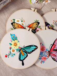 5 piezas Set Bordado a mano con patrón floral & mariposa al azar - Multicolor - Ver 3