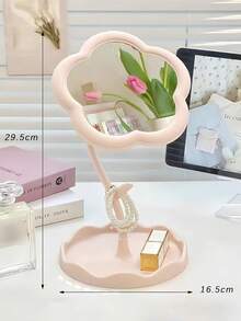 Specchio da trucco a fiori stile Ins, specchio da tavolo cuoriforme per donna, specchio da toeletta con funzione di ritocco. Specchio da tavolo a fiori stile Ins, specchio da comodino creativo da camera da letto, specchio da trucco da tavolo molto attraente. Ritorno a scuola