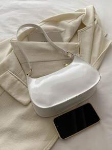 Bolso de hombro con cierre de cremallera de unicolor y estilo minimalista, bolso de medialuna elegante y sencillo, bolso de hombro con cremallera, bolso de unicolor de piel sintética, bolso burdeos, regalo ideal para Año Nuevo, bolso burdeos de moda