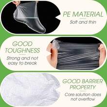 600 Pcs Disposable Plastic Foot Cover Foot Paraffin Bath Mats For Pedicure Foot Moisturising Socks Spa Foot Care With Sticker For Tight Closure - Multicolor - View 5