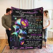 [Everyday Comfort] Granddaughter Gift Flannel Blanket - Ultra Soft And Cozy Throw Blanket With Warm Butterfly And Floral Patterns, Suitable For Sofa Or Bedroom, High-Quality Printed 100% Polyester Fleece