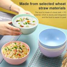 6 Inch Solid Color Plastic Bowl Salad Bowl Wheat Fiber Bowl Children Household Large Bowl Supplies