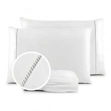 400 Thread Count Bedding Set With Elastic Band, Hotel Standard, All Sizes - Blanco - Ver 4