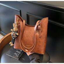 Shopping Bag, Large Capacity Quality Shoulder Bag, Casual Commuting Vintage Crossbody Bag - 棕色 - 查看 1