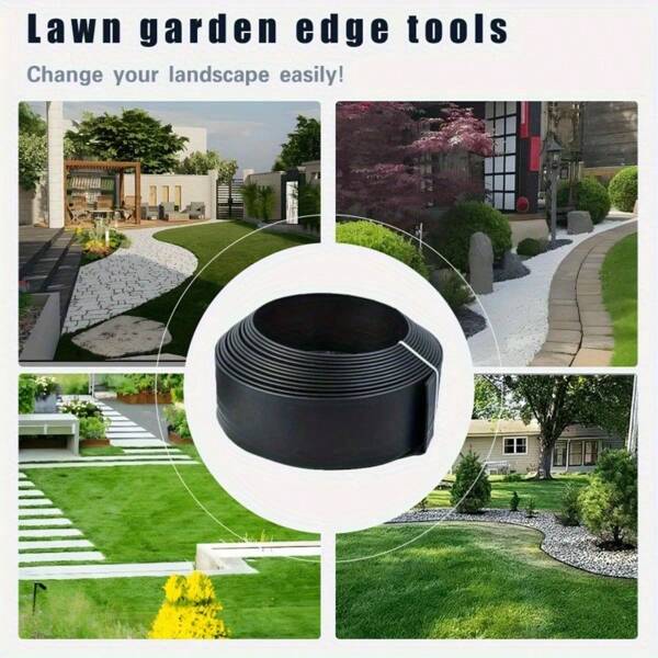 10 m Solution de bordure de pelouse de jardin, en matériau PE, disponible en 4 couleurs, comprend 40 clous, installation facile, convient pour les plates-bandes, les ronds d'arbres et les allées, séparateur de pelouse de jardin, cour