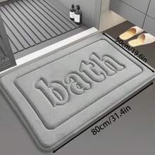 1pc Memory Foam Flannel Bath Mat, Anti-Slip Absorbent Bathroom Rug
