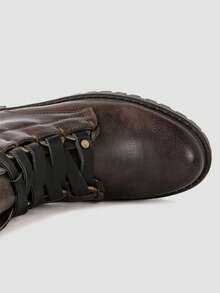 GLOBALWIN Women's Combat Boots Lace Up Boots For Women Ankle Booties For Women Low Heel Fall Boots Holiday Season - 棕色 - 查看 3