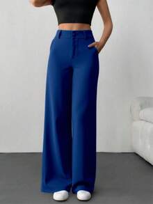 STRAIGHT PANTS WITHOUT FRONT PLEATS IN AMARANTE - 水鴨藍 - 查看 3