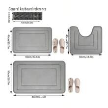 3pcs Memory Foam Super Absorbent Bath Mat Set, Non-Slip Bathroom Mats, Ultra Soft Plush Bath Rugs, For Bathtub, Shower, Bathroom Accessories, Bathroom Decor, Home Decor