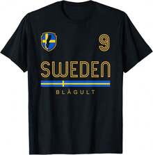 Camiseta de fútbol de Suecia, regalo de camiseta de fútbol vintage - Negro - Ver 1