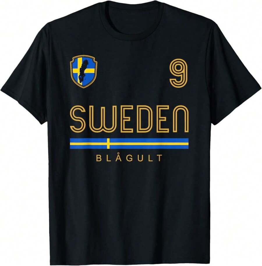 Camiseta de fútbol de Suecia, regalo de camiseta de fútbol vintage - Negro - Ver 1