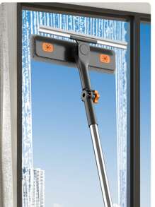 3-In-1 Extendable Window Cleaner With Adjustable Angle, Multi-Surface Glass & Screen Scrubber For Indoor/Outdoor Use, Wet/Dry Streak-Free Cleaning Tool - Professional Long Reach Pole For Home Housekeeping