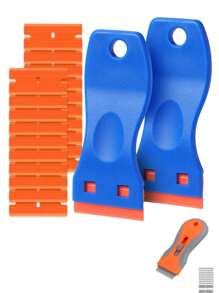 2 Pcs/5ps Scraper With 20 Pcs/100pcs Plastic Blades, Cleaning Scraper Remover For Removal Floor Stove Scraping Labels And Decals Sticker On Car Window Glass,Plastic Razor Blade Scraper Tool
