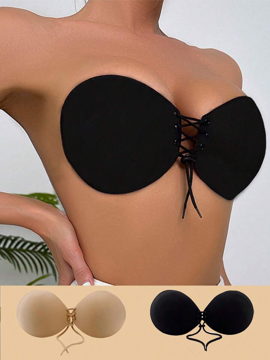 Tazas de sujetador adhesivo de silicona invisible sin tirantes, cinta de levantamiento de busto realzante y engrosada para busto pequeño, sujetador sin espalda para vestido con escote profundo
