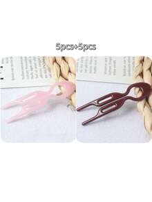 复古女士发型优雅发髻日常发型便捷日常发型及发髻理想母亲节发型通用鱼形发夹（适合女士日常发髻）小巧U型发髻高端多功能发夹 - 彩色 - 查看 6