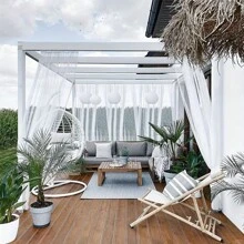 4pcs Halloween Christmas Adjustable Transparent Outdoor Curtains With Pole Pockets, Breathable Mesh For Everyday Use And Holiday Decorations - Suitable For Terraces, Cottages, Backyards, Porch, Gazebo, Indoor Mosquito Nets, Wedding Venue Decoration