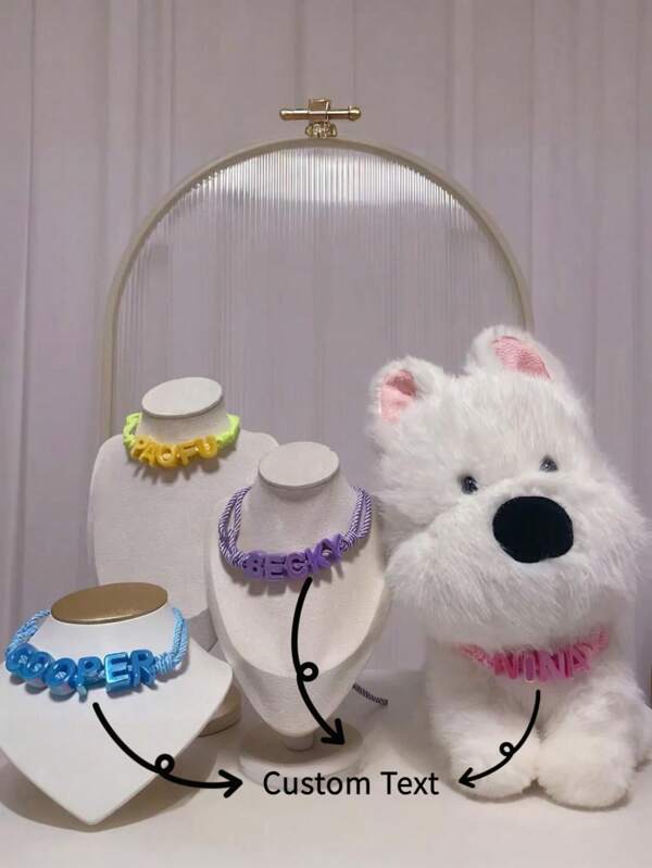 1 Stück personalisierter Kristall Haustierhalskette, Hund/Katze Bonbonfarben Halsband, DIY Haustierzubehör, sommerlich glänzende Perlkette - verstellbares geflochtenes Seil Halsband geeignet für kleine, mittlere und große Hunde, Haustiergeschenk