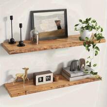 Vintage Rustic Wooden Floating Shelf | Wall-Mounted Storage & Display | Heavy-Duty Support | Easy Installation | Multi-Room Decor For Living Room, Bedroom, Bathroom, Kitchen, Study | Ideal For Photos, Plants, Books | Aesthetic Home Accessory, Shelf Decor Items, Floating Shelve