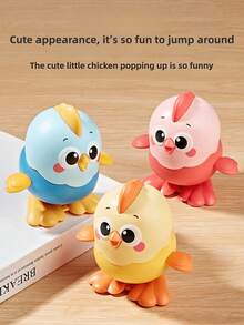 1 件幼儿卡通发条跳跳小鸡玩具，益智玩具，适合儿童礼物 - 彩色 - 查看 5