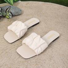 1 par de sandalias bohemias de PU con volantes/bordes con volantes para playa y vacaciones, para uso en exteriores en verano