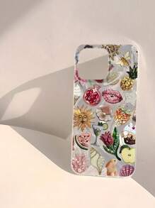 1 pièce Étui de protection pour téléphone unique avec graphiques de fleurs et d'espace en spirale. Imperméable, résistant aux empreintes digitales, résistant aux rayures, transparent, IMD doux et brillant, lisse