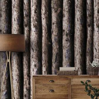 1 Roll Of J Thickened Retro Imitation Bark Wood Grain PVC Self-Adhesive Wallpaper, Waterproof And Moisture-Proof, Used As Background Wallpaper For Internet Cafes, Billiard Rooms, Bars, Living Rooms, Bedrooms, Home Decoration And Furniture Renovation, Easy To Paste, Fast Installation