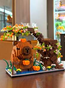 1 pieza Soporte para bolígrafos de bloques de construcción con diseño de Capibara/Panda, Modelo de bloques de construcción creativos y educativos, Organizador multiusos para oficina y belleza, Regalo de cumpleaños perfecto