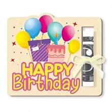 4 paquets de cartes de vœux d'anniversaire thème anime, porte-monnaie en bois fabriqué pour cadeau d'argent, rangement unique pour l'argent pour tous les bénéficiaires, porte-carte d'argent en bois découpé au laser, cadeaux d'anniversaire amusants et décoration pour la maison