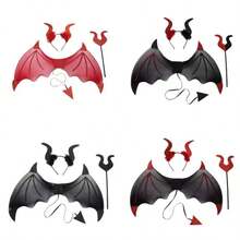 Halloween Bat Wing Three Pieces Role-Playing Party Stage Performance - Multicolor - View 2