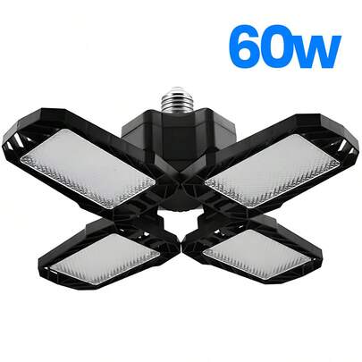 1 pieza | Bombilla LED 60W con luz blanca 6500K, rosca universal E27, diseño moderno de 4 paneles rotables ajustables 90° para mejor distribución de luz. Ahorro de energía, 50,000 horas de uso, lámpara de alta potencia para hogar, oficina, baño, sala, jardín, cochera, taller o negocio. Foco LED con sensor crepuscular y disipador de calor, iluminación eficiente interior y exterior. Ideal para techos altos o espacios amplios.