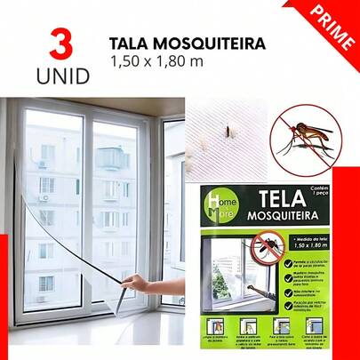 Kit 3- Tela Mosquiteiro Proteção Anti Inseto  1,50x1,80
