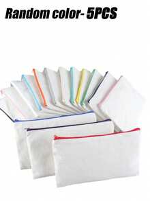 25个混色大容量空白帆布拉链包，化妆包/铅笔盒，大容量铅笔盒，学生文具包，桌面考试文具收纳包，Tralalero Tralala公仔，意大利Brainrot蛋糕装饰，生日装饰 - 白色 - 查看 14